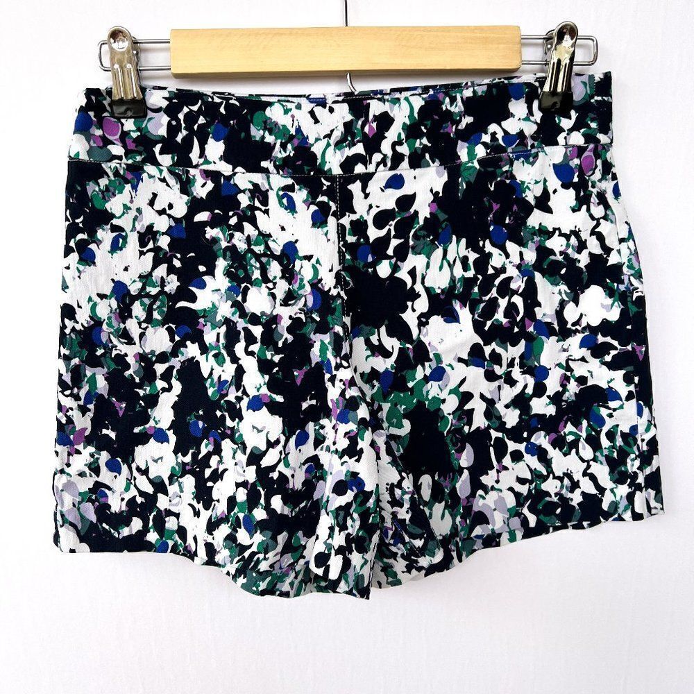 DL Black White Purple Blue Green Floral Print Stretch Shorts Small
